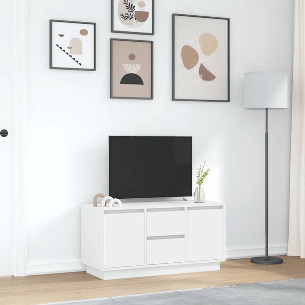 vidaXL TV Cabinet with LED Lights White 100x41x50 cm