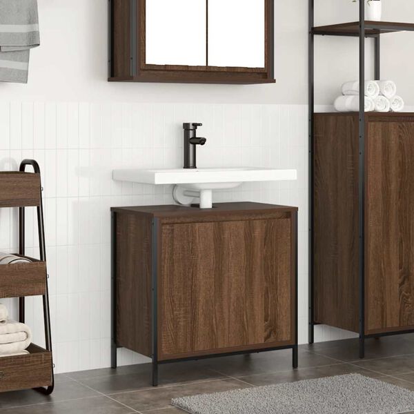 vidaXL Bathroom Basin Cabinet Brown Oak 60x34.5x60 cm