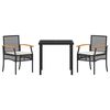 vidaXL Garden Dining Set 3 pcs Black Poly Rattan