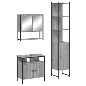 vidaXL 3 Piece Bathroom Furniture Set Grey Sonoma Engineered Wood