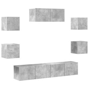 vidaXL 7 Piece TV Cabinet Set Concrete Grey Engineered Wood