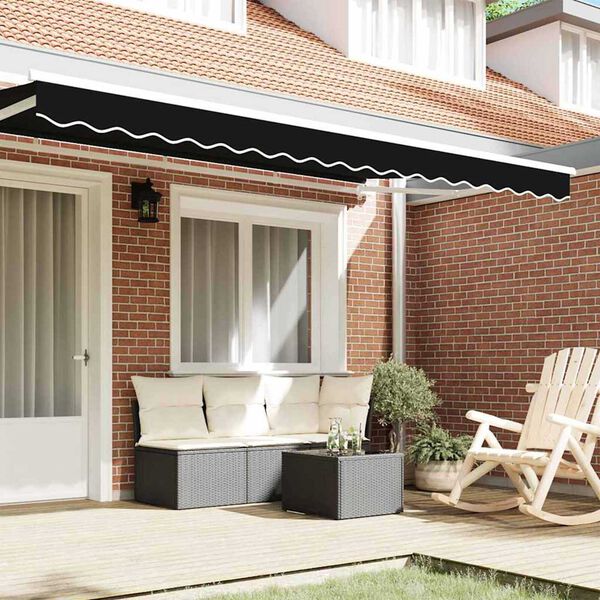 vidaXL Awning Valance Black 380 x 20 cm Canvas