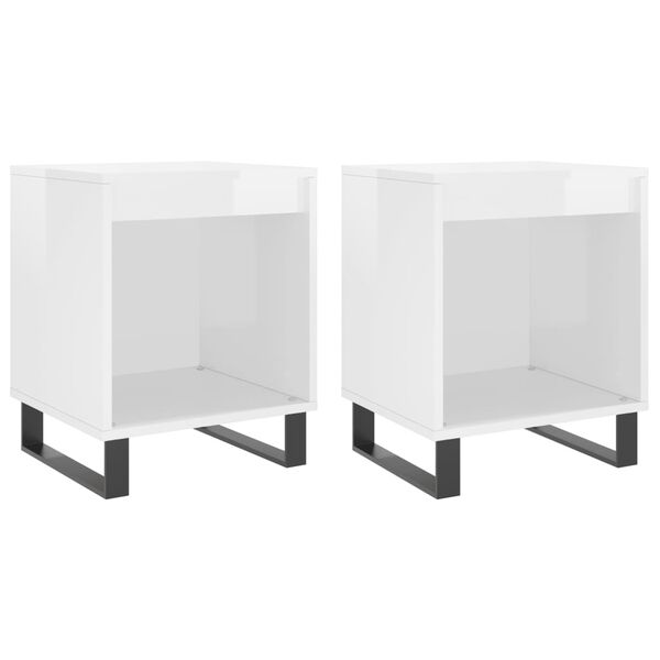vidaXL Bedside Cabinets 2 pcs High Gloss White 40x35x50 cm Engineered Wood