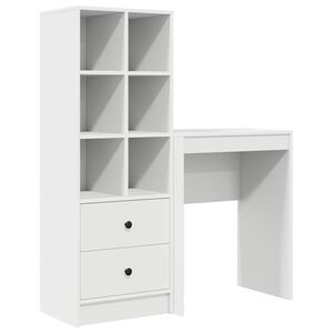 vidaXL Desk with Drawer with Shelf with Storage 2 pcs White