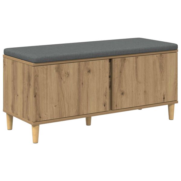vidaXL Hall Bench with Cushion with Door Artisan Oak 100 x 38 x 46 cm