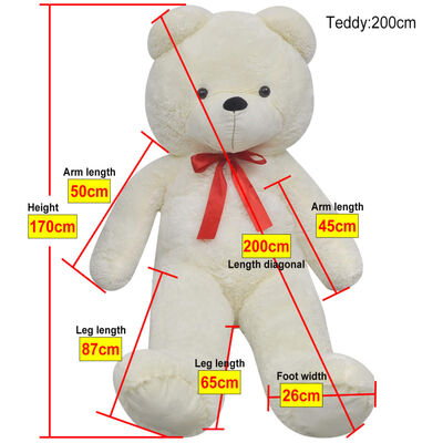 vidaXL Teddy Bear Cuddly Toy Plush White 170 cm