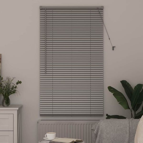 vidaXL Window Blind with Curtains Manual Silver Aluminium