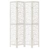 vidaXL Room Divider 4 Panels White Solid Wood Paulownia