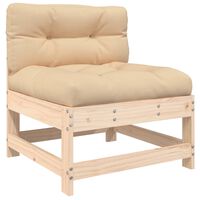 vidaXL Middle Sofa with Cushions Solid Wood Pine