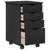 vidaXL Rolling Cabinet Black 34 x 39 x 56 cm Solid Pine Wood
