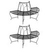 vidaXL Half Round Tree Bench 2 pcs Ø159 cm Black Steel