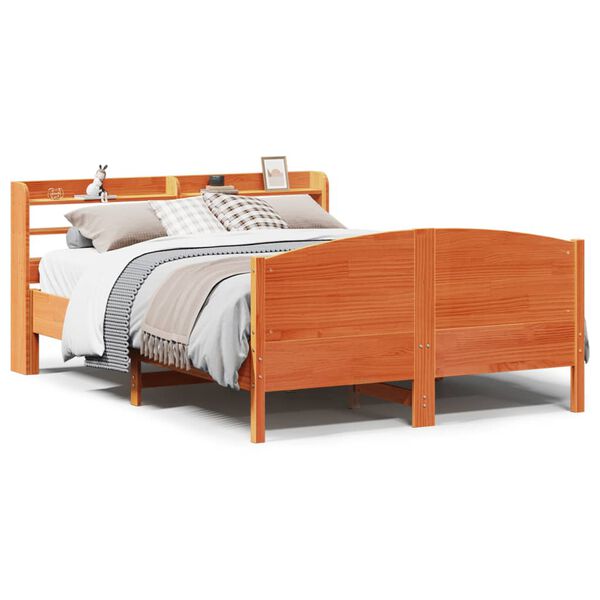 vidaXL Bed Frame without Mattress Wax Brown 120x200 cm Solid Wood Pine