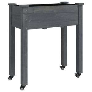 vidaXL Wheeled Planter with Liner Grey 71x37x80 cm Solid Wood Fir