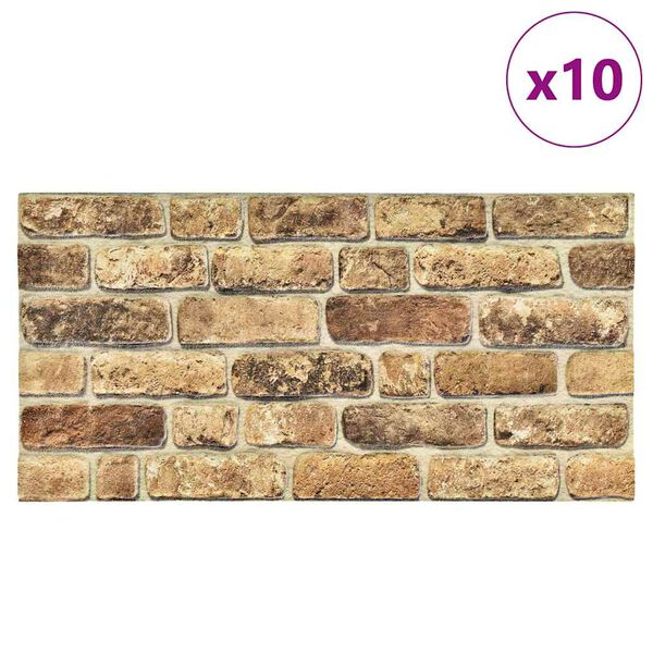 vidaXL 3D Wall Panels with Dark Sand Brick Design 10 pcs EPS