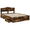 vidaXL Bed Frame with Drawer Smoked Oak 140 x 200 cm Engineer Wood