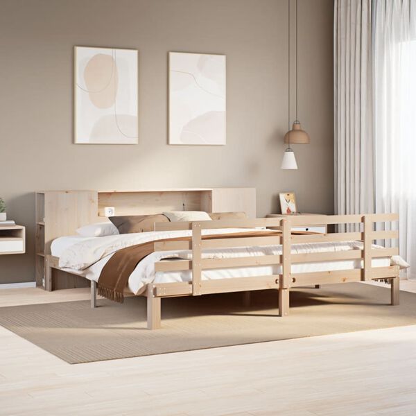vidaXL Bookcase Bed without Mattress 200x200cm Solid Wood Pine