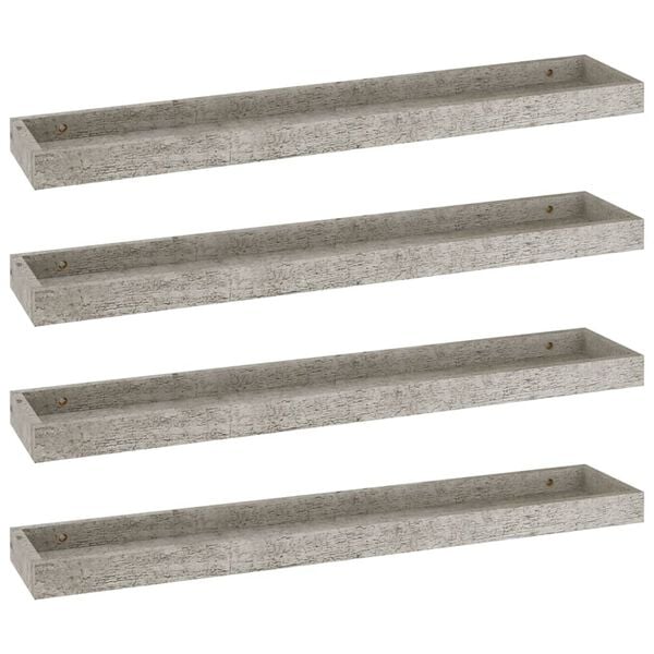 vidaXL Loggia Wall Shelves 4 pcs Concrete Grey 80x15x4 cm MDF