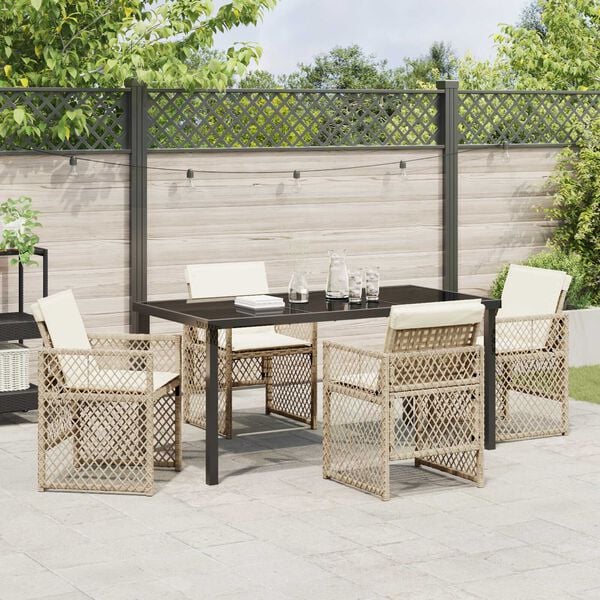 vidaXL Garden Dining Set 5 pcs Beige Poly Rattan