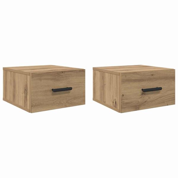 vidaXL Bedside Cabinet Wall-mounted 2 pcs Artisan Oak 35 x 35 x 20 cm