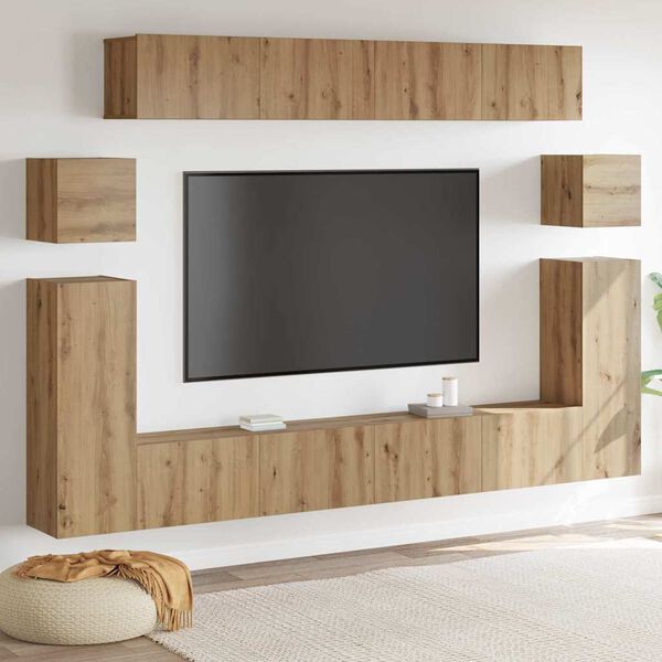 vidaXL TV Units Wall-mounted 4 pcs Artisan Oak Engineered wood