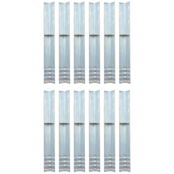 vidaXL L-shaped Ground Anchors 12 pcs Galvanised Steel 5x5x50 cm