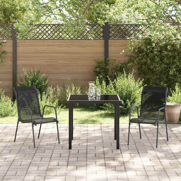 vidaXL Garden Dining Set 3 pcs Black Textilene and steel