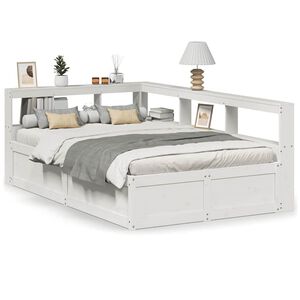 vidaXL Bookcase Bed without Mattress White 140x190cm Solid Wood Pine