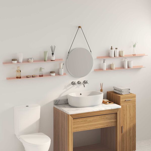 vidaXL Floating Shelf Wall-mounted 4 pcs Pink 100 x 9 x 2.5 cm Steel