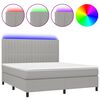 vidaXL Box Spring Bed with Mattress&LED Light Grey 180x200 cm Fabric