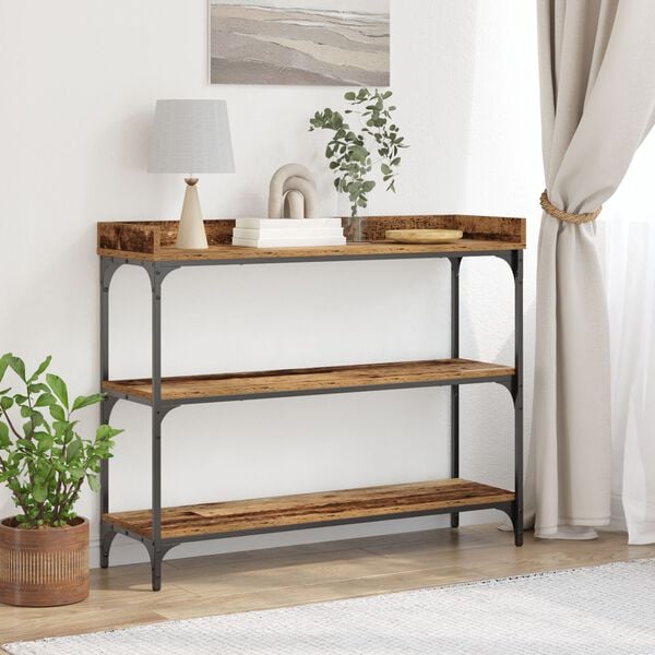 vidaXL Console Table with Shelf with Storage Old wood 100 x 30 x 80 cm
