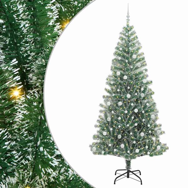 vidaXL Artificial Christmas Tree Snow Flocked with LED Light 240 cm