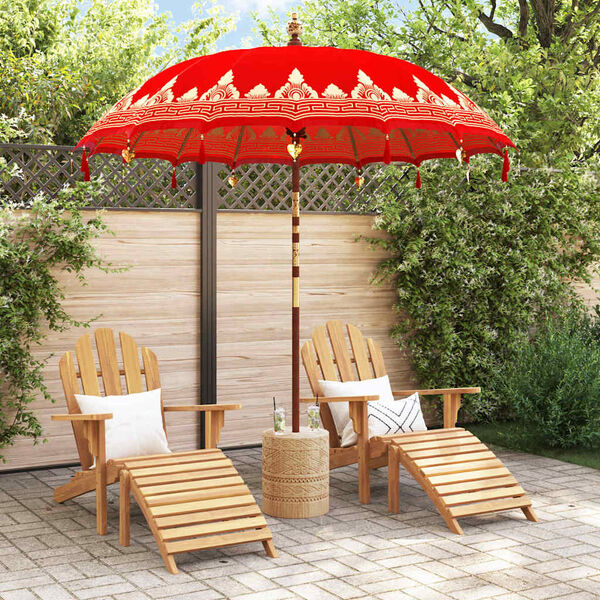 vidaXL Balinese Parasol Red 215 x 215 x 260 cm Cotton and Wood