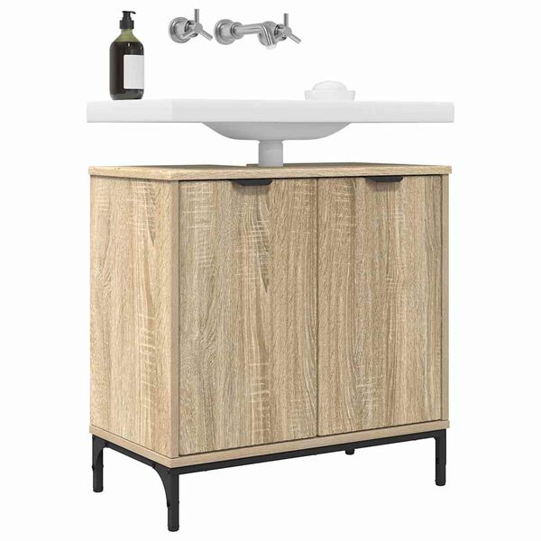 vidaXL Bathroom Sink Cabinet with Door Sonoma Oak 60.5 x 33.5 x 61 cm