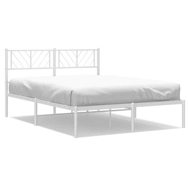 vidaXL Metal Bed Frame without Mattress with Headboard White 140x200cm