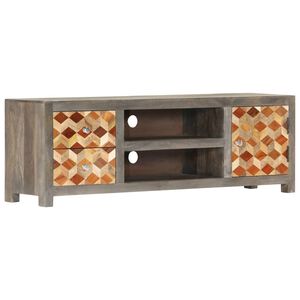 vidaXL TV Cabinet | Grey and Brown | Solid Mango Wood, MDF