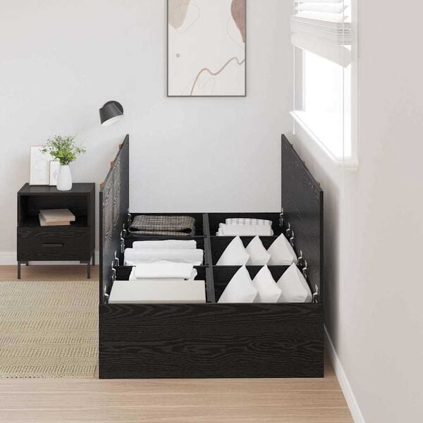vidaXL Storage Bed Frame Black Oak 70 x 190 cm Engineered Wood
