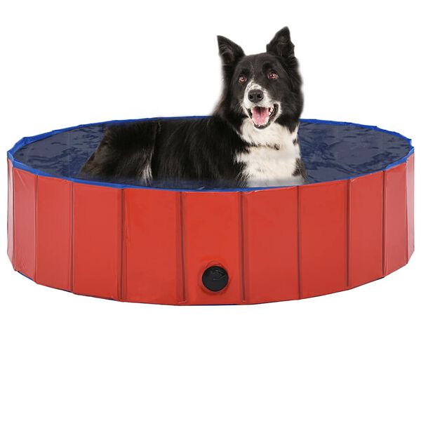 vidaXL Foldable Dog Swimming Pool Red 120x30 cm PVC