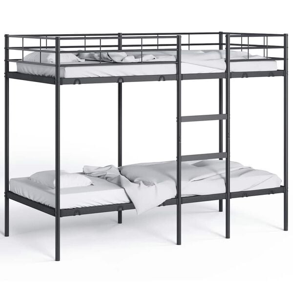vidaXL Bunk Bed without Mattress Black 100x190 cm Steel