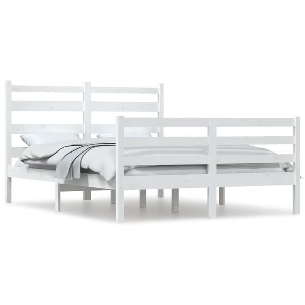 vidaXL Bed Frame without Mattress Solid Wood Pine 120x200 cm White