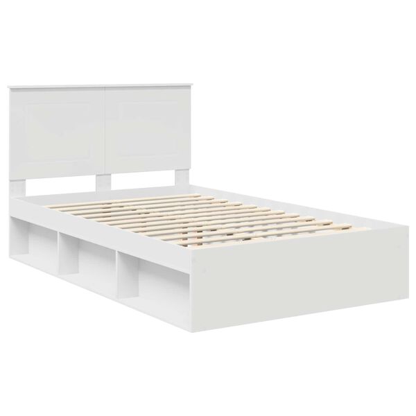 vidaXL Bed Frame with Headboard White 120 x 200 cm Solid Pine Wood