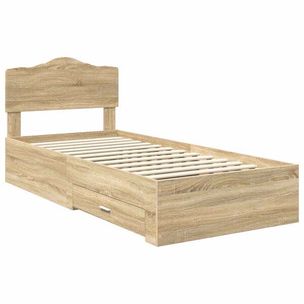 vidaXL Bed Frame with Headboard Sonoma Oak 90 x 190 cm Engineered Wood