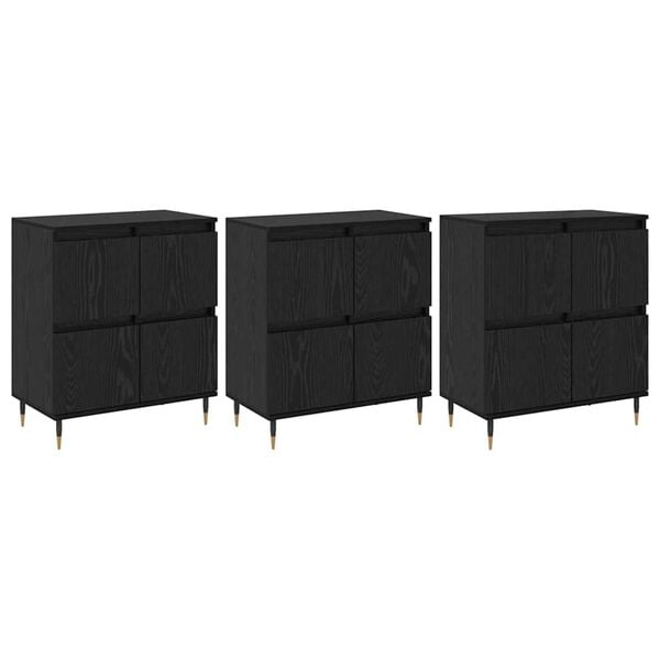 vidaXL Storage Cabinet 3 pcs Black Oak 60 x 35 x 70 cm