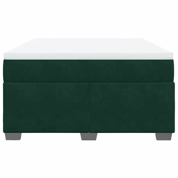 vidaXL Box Spring Bed with Mattress Dark Green 140x200 cm Velvet