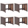 vidaXL Garden Stools 4 pcs with Cushions Brown Poly Rattan