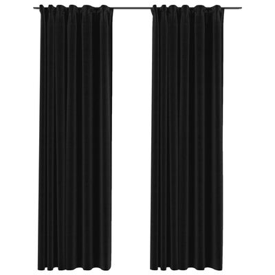 vidaXL Linen-Look Blackout Curtains with Hooks 2 pcs Anthracite 140x225 cm