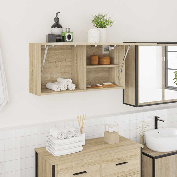 vidaXL Bathroom Wall Cabinet Sonoma Oak 80x25x40 cm Engineered Wood