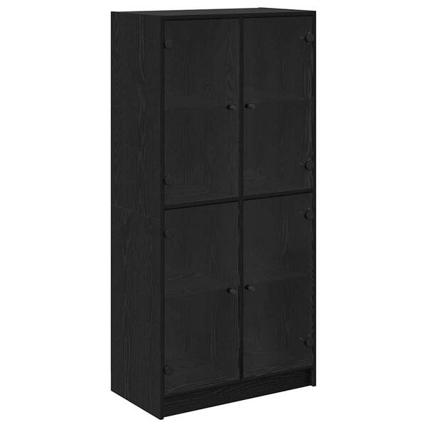 vidaXL Highboard Black Oak 68 x 37 x 142 cm Engineered Wood