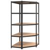 vidaXL 5-Layer Heavy-duty Corner Shelf Grey Steel&Engineered Wood
