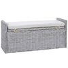 vidaXL Storage Bench with Cushion White Wash 110 x 40 x 50 cm Rattan