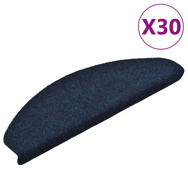 vidaXL Stair Mats Self-adhesive 30 pcs 65x21x4 cm Navy Half Round Large